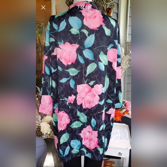 VTG 90s Top Notch Rose Floral Two Fer Tunic Top  Faux Layer Blouse Size 18 - Picture 7 of 8
